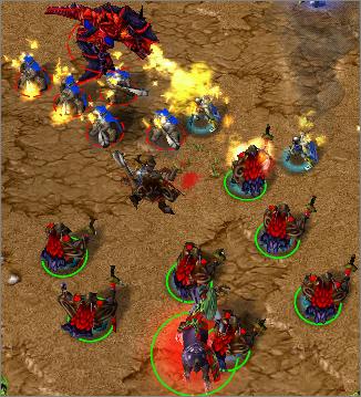 The dead thing in the middle is a rifleman atop a druid.
