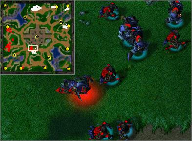 At this point, the camera tilt in Warcraft III becomes painfully obvious as I've scratched up three screenshots representing the starting battle positions.