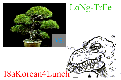 Okay, okay.  I know that the tree isn't long and that the dinosaur is eating multiple people (suggesting that it's I8multiple Koreans4Lunch.