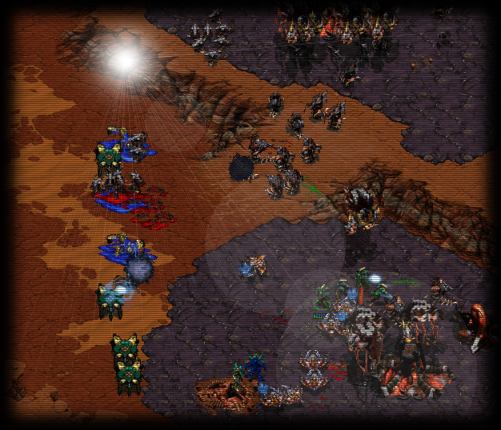 to counter the protoss psi storm, the zerg summon the sun blast storm... okay that was pretty bad