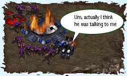 Now, Galahad, Lancelot and I jump out of the bunker...